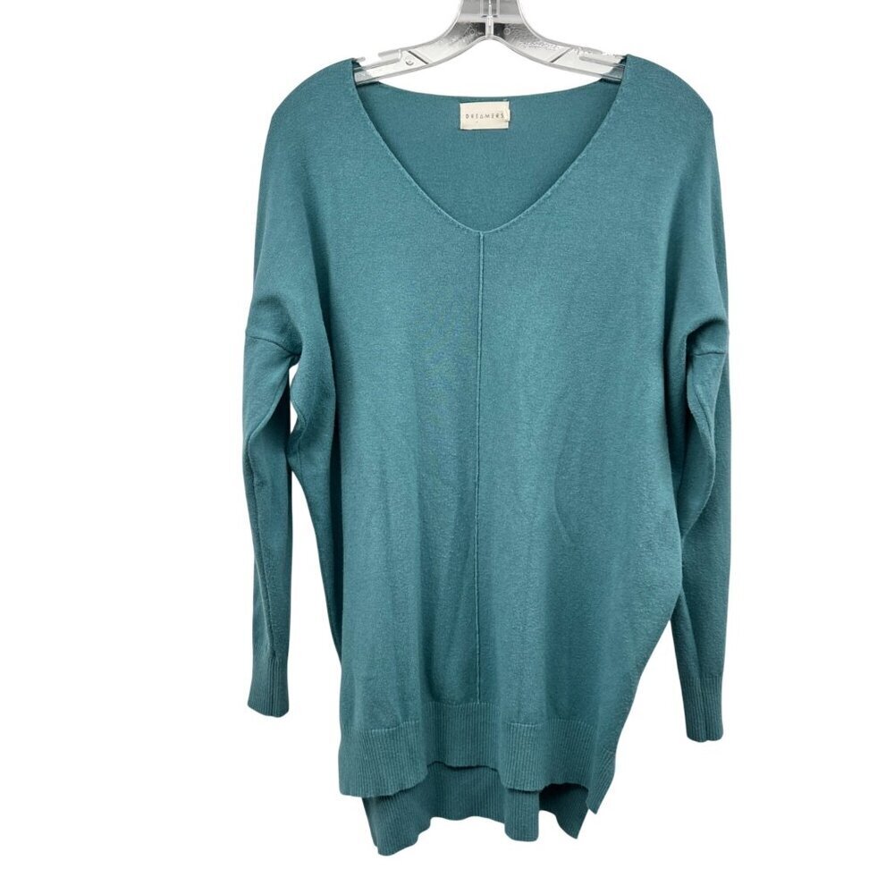 Dreamers Womens Lightweight Sweater V-Neck Light Teal Size S/M